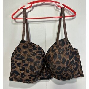 Nine West T-Shirt Bra Womens 38C Brown Leopard Print Underwire Adjustable Straps